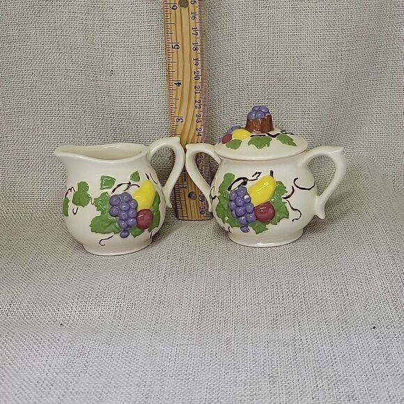 4 -pc bundle Vintage Pedestal fruit platter/tray teapot,sugar,creamer set. - Picture 11 of 16